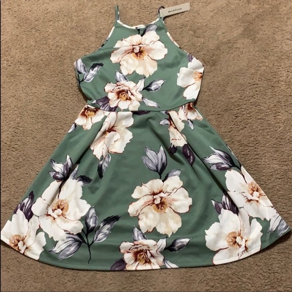 Monteau Dresses & Skirts - Monteau Green Flower Dress